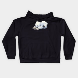 Reading polar bear Kids Hoodie